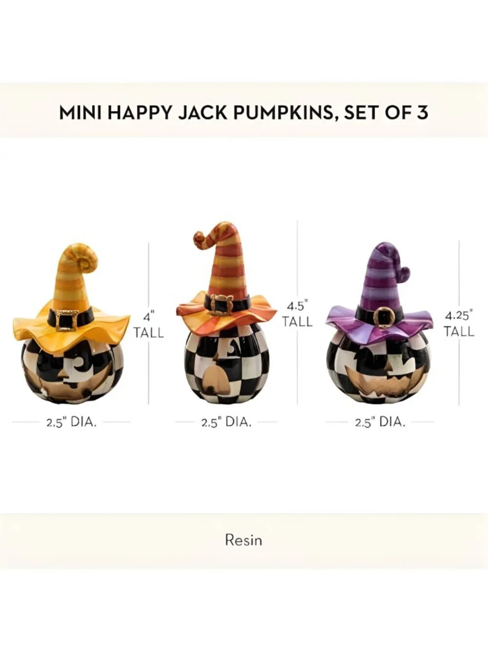 Resin Pumpkins Set, Mini, Happy Jack